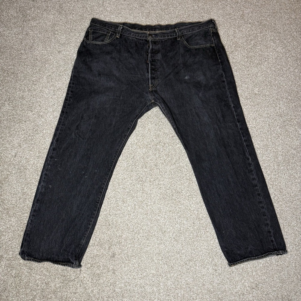 Levi's 501 Jeans Men's 42x32 (Tag 44x32) Straight Leg Button Fly Black Denim